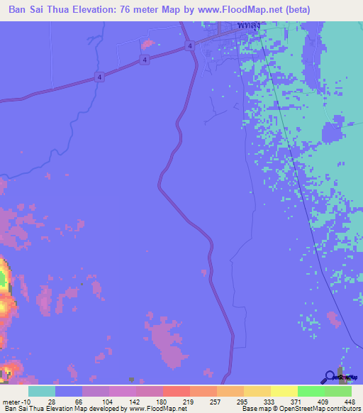 Ban Sai Thua,Thailand Elevation Map
