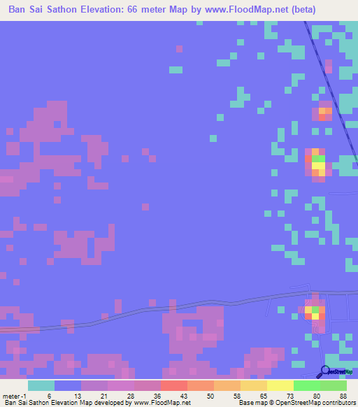 Ban Sai Sathon,Thailand Elevation Map