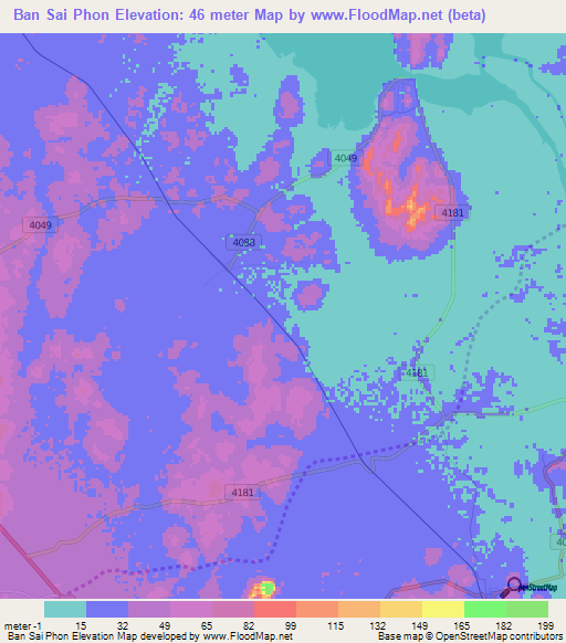 Ban Sai Phon,Thailand Elevation Map