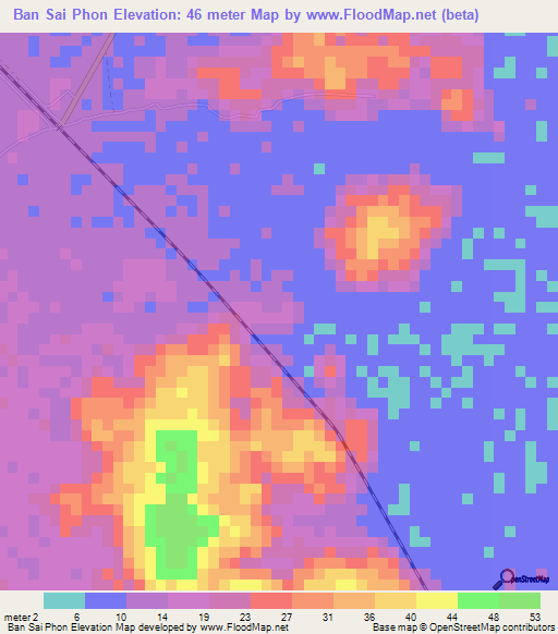 Ban Sai Phon,Thailand Elevation Map