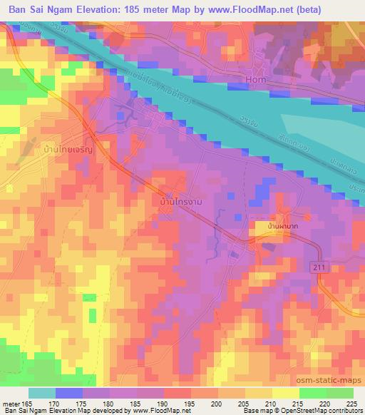 Ban Sai Ngam,Thailand Elevation Map
