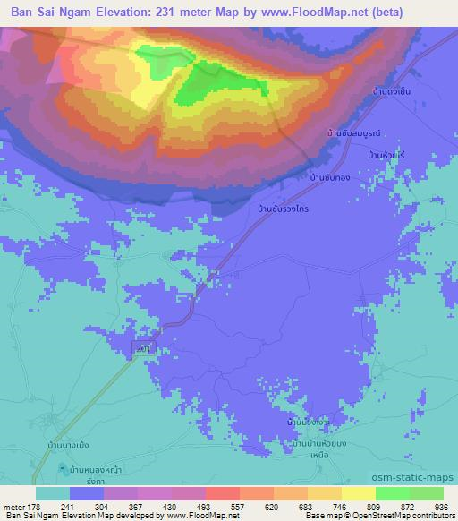 Ban Sai Ngam,Thailand Elevation Map