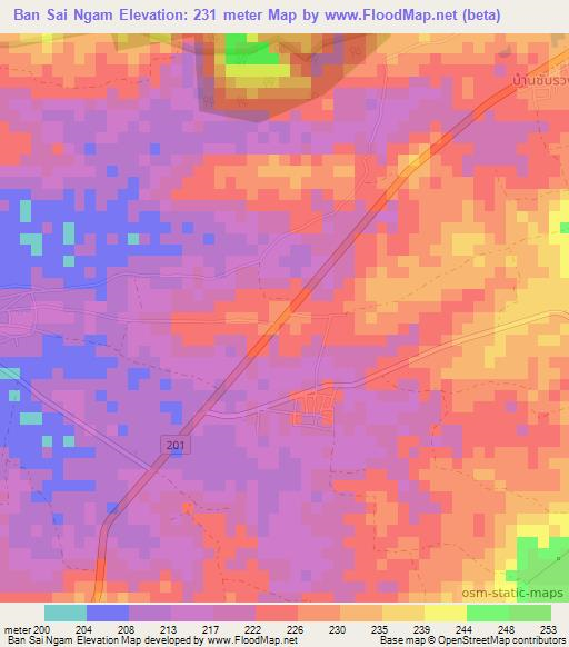 Ban Sai Ngam,Thailand Elevation Map