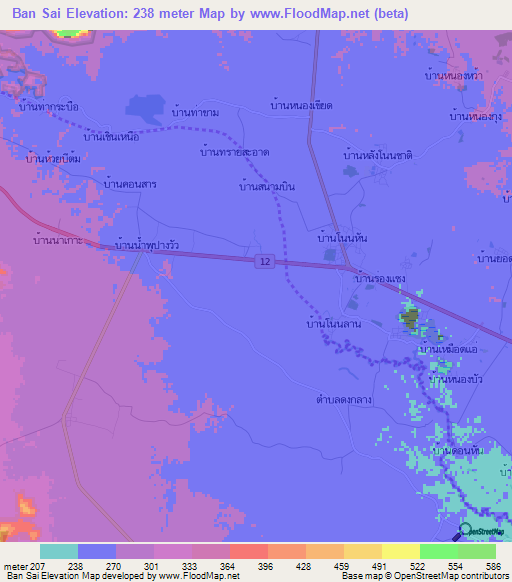 Ban Sai,Thailand Elevation Map