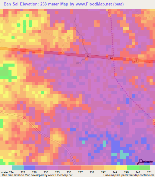Ban Sai,Thailand Elevation Map