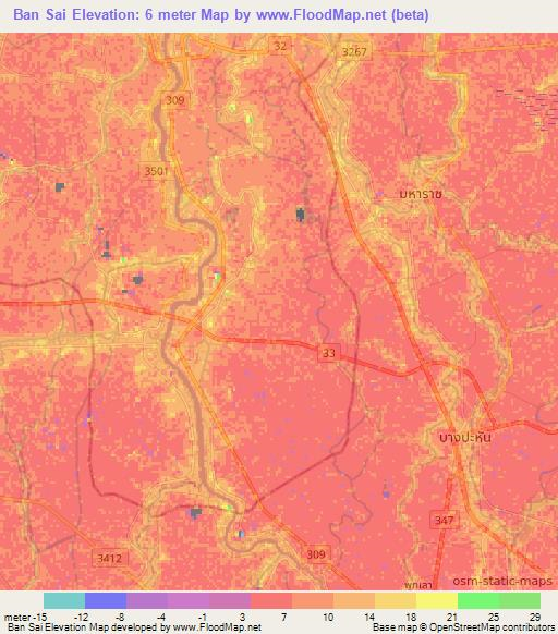 Ban Sai,Thailand Elevation Map
