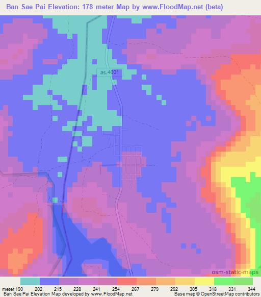 Ban Sae Pai,Thailand Elevation Map