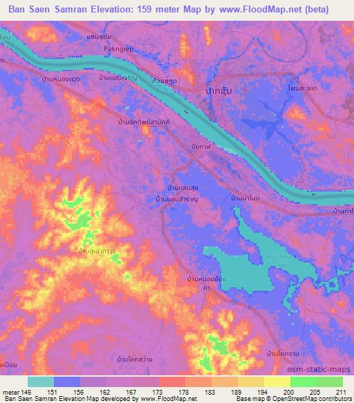 Ban Saen Samran,Thailand Elevation Map