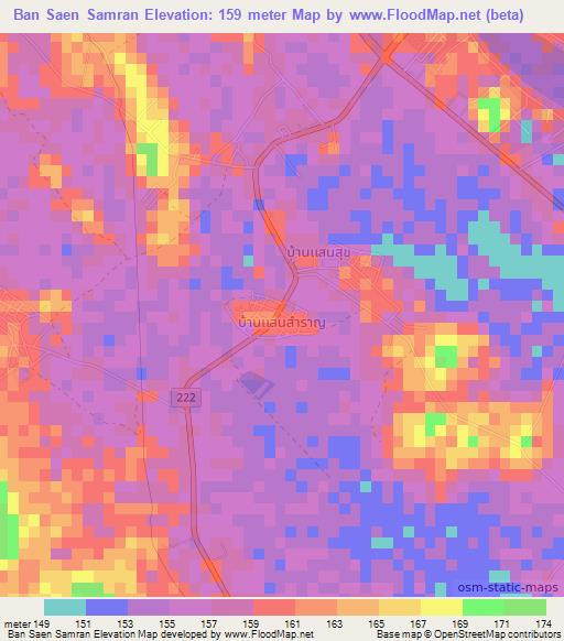 Ban Saen Samran,Thailand Elevation Map