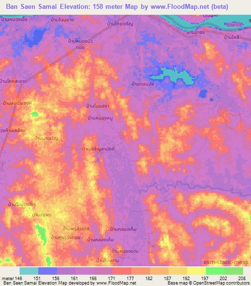 Ban Saen Samai,Thailand Elevation Map