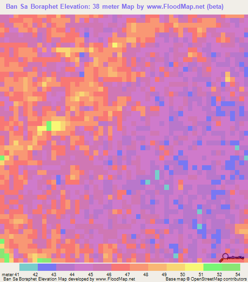 Ban Sa Boraphet,Thailand Elevation Map