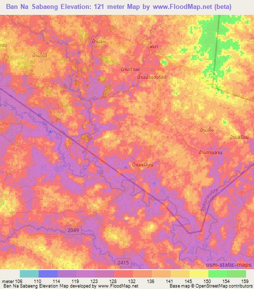 Ban Na Sabaeng,Thailand Elevation Map