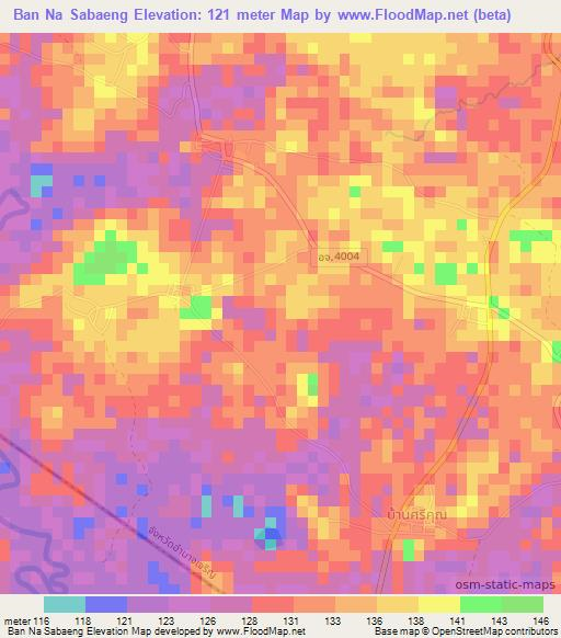 Ban Na Sabaeng,Thailand Elevation Map