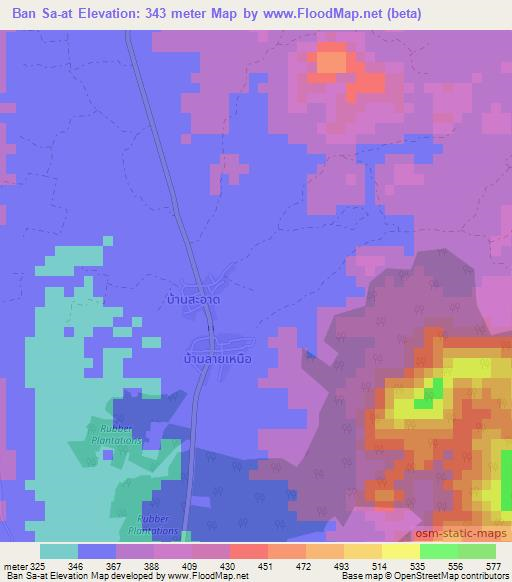 Ban Sa-at,Thailand Elevation Map