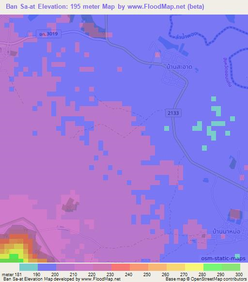 Ban Sa-at,Thailand Elevation Map