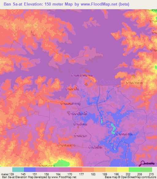 Ban Sa-at,Thailand Elevation Map
