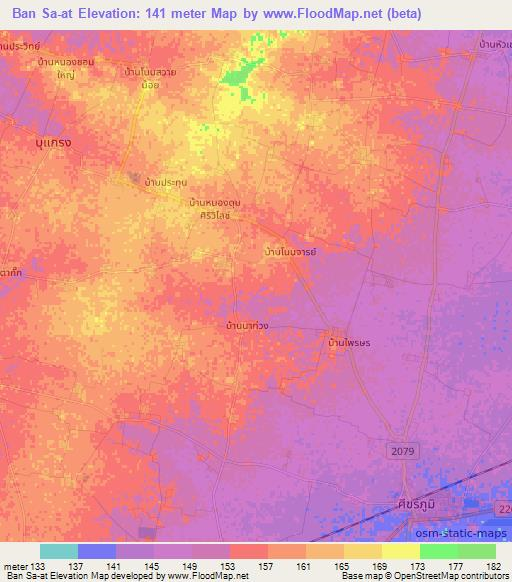 Ban Sa-at,Thailand Elevation Map