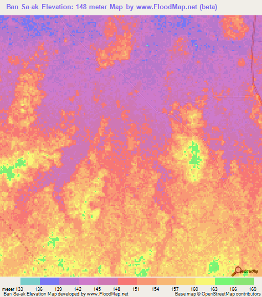 Ban Sa-ak,Thailand Elevation Map