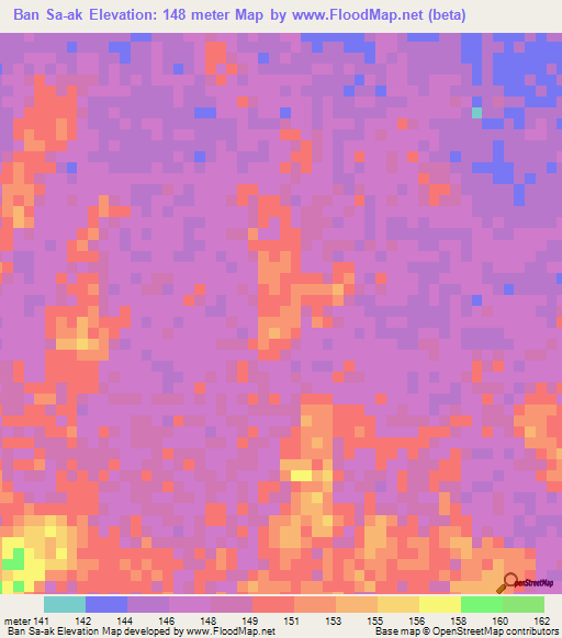Ban Sa-ak,Thailand Elevation Map