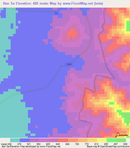 Ban Sa,Thailand Elevation Map