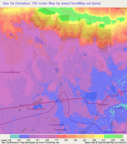 Ban Sa,Thailand Elevation Map