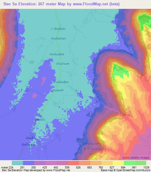 Ban Sa,Thailand Elevation Map
