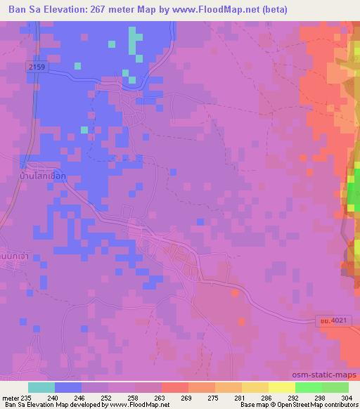 Ban Sa,Thailand Elevation Map