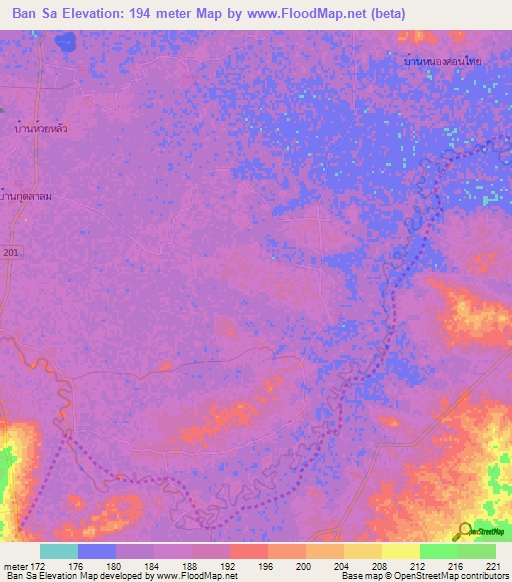Ban Sa,Thailand Elevation Map
