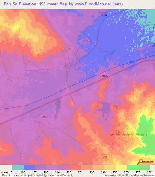 Ban Sa,Thailand Elevation Map