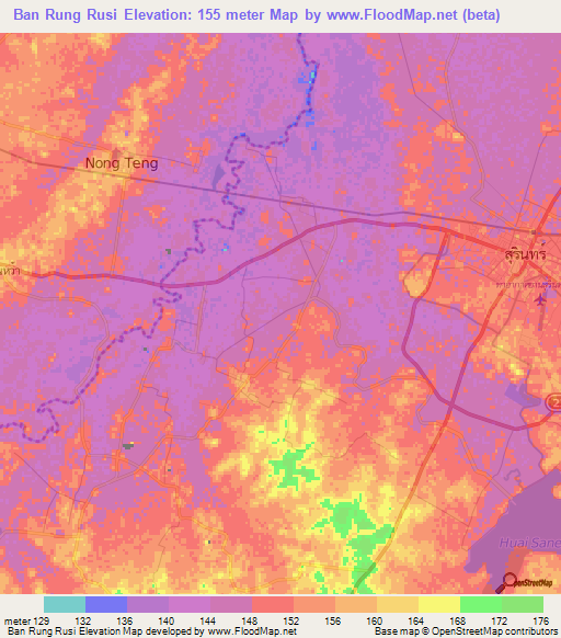 Ban Rung Rusi,Thailand Elevation Map