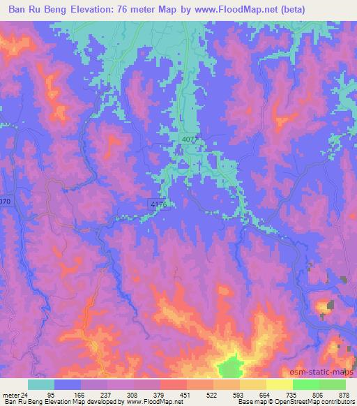 Ban Ru Beng,Thailand Elevation Map