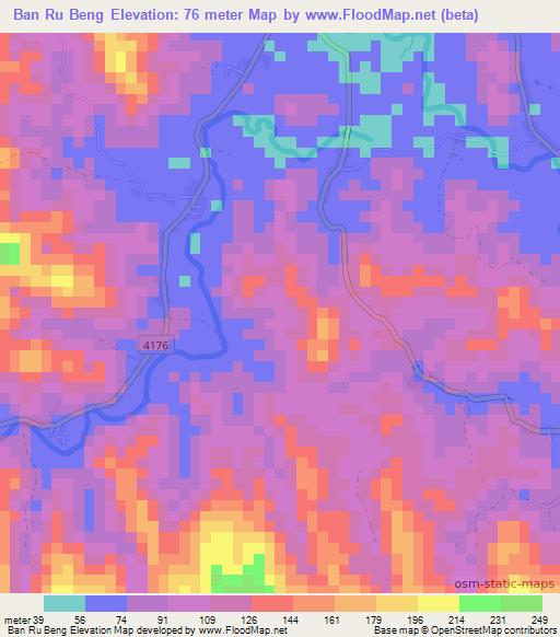Ban Ru Beng,Thailand Elevation Map
