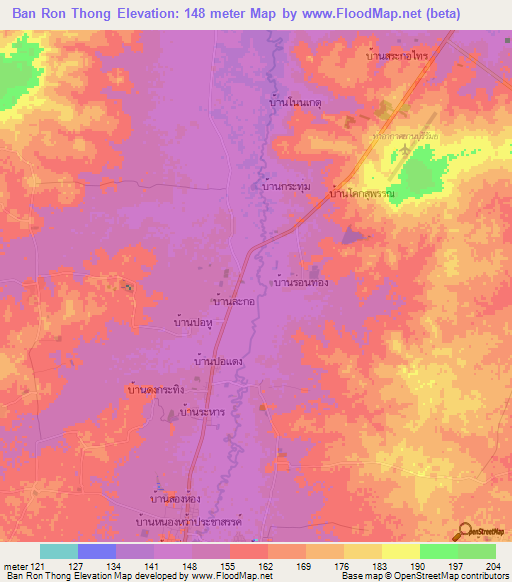 Ban Ron Thong,Thailand Elevation Map