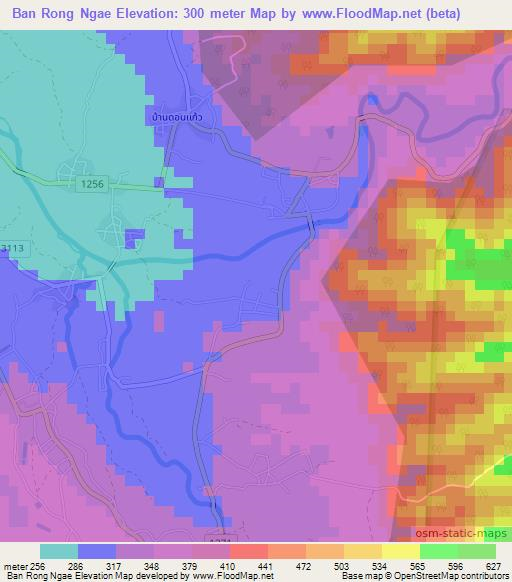 Ban Rong Ngae,Thailand Elevation Map