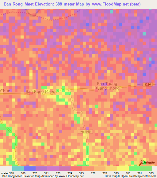 Ban Rong Maet,Thailand Elevation Map
