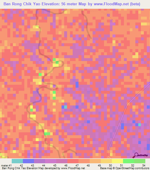 Ban Rong Chik Yao,Thailand Elevation Map
