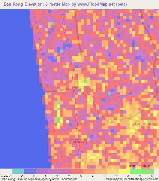 Ban Rong,Thailand Elevation Map