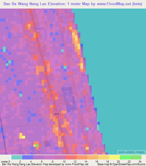 Ban Ra Wang Nang Lao,Thailand Elevation Map