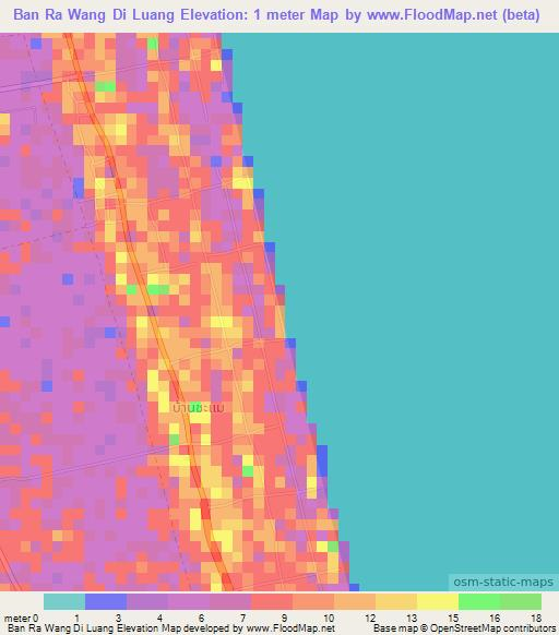 Ban Ra Wang Di Luang,Thailand Elevation Map