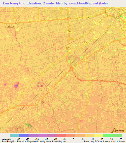 Ban Rang Pho,Thailand Elevation Map