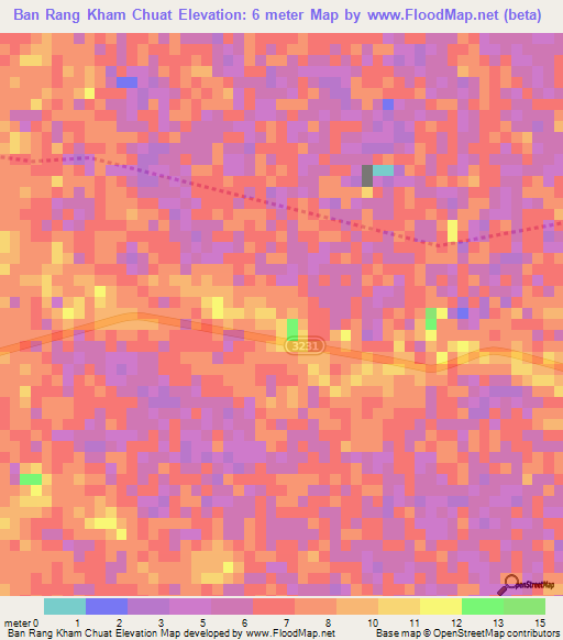 Ban Rang Kham Chuat,Thailand Elevation Map