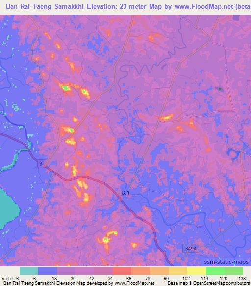 Ban Rai Taeng Samakkhi,Thailand Elevation Map
