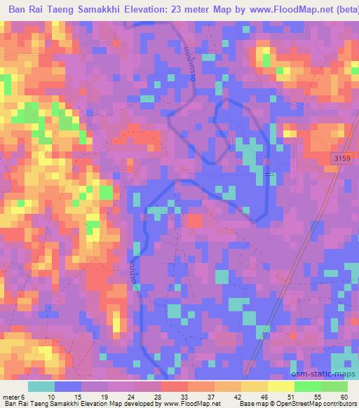 Ban Rai Taeng Samakkhi,Thailand Elevation Map