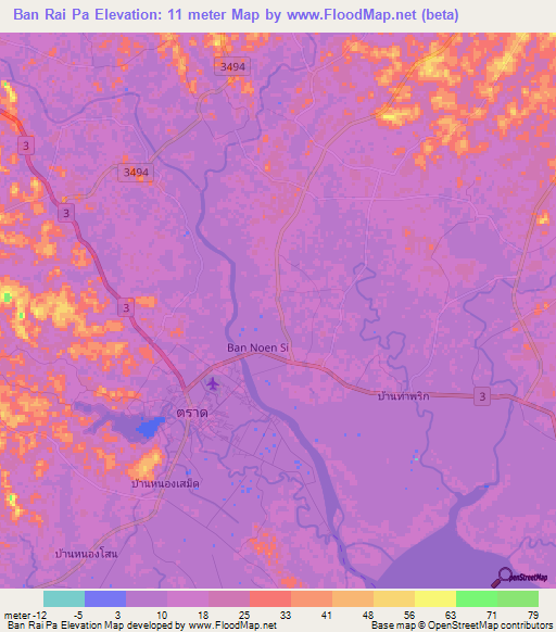 Ban Rai Pa,Thailand Elevation Map