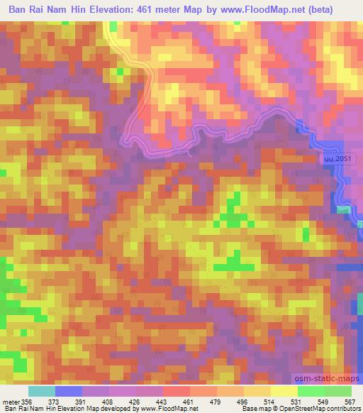 Ban Rai Nam Hin,Thailand Elevation Map