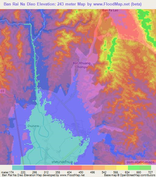 Ban Rai Na Dieo,Thailand Elevation Map