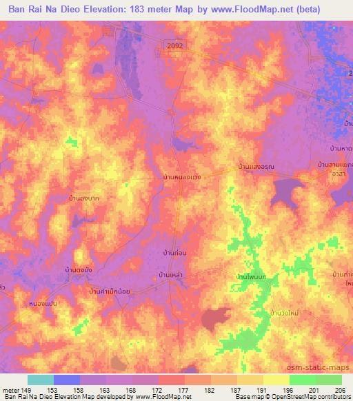Ban Rai Na Dieo,Thailand Elevation Map