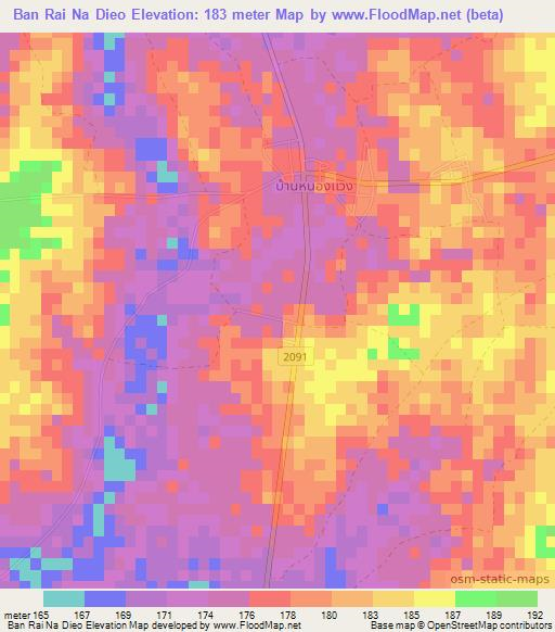 Ban Rai Na Dieo,Thailand Elevation Map