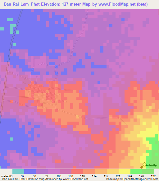 Ban Rai Lam Phat,Thailand Elevation Map