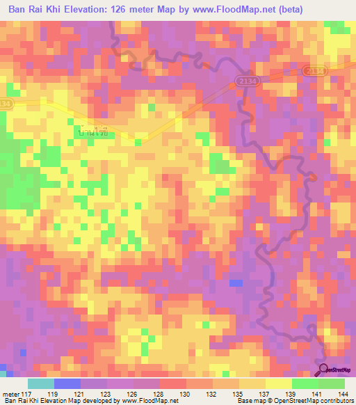 Ban Rai Khi,Thailand Elevation Map
